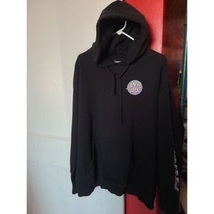Black Santa Cruz Spill Dot Hooded Sweatshirt Skateboarding Hoodie size XL